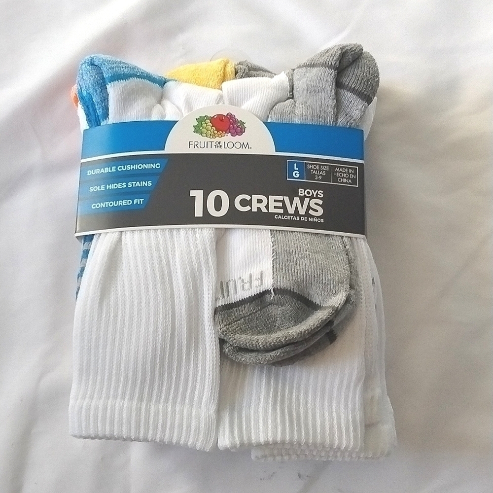 NWT 10Pk Kids Socks SzL (3-9)